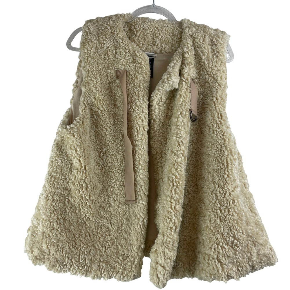 Akemi + Kin Cream Alonna Teddy Vest One Size‎ Open Front Boho Cozy Anthropologie
